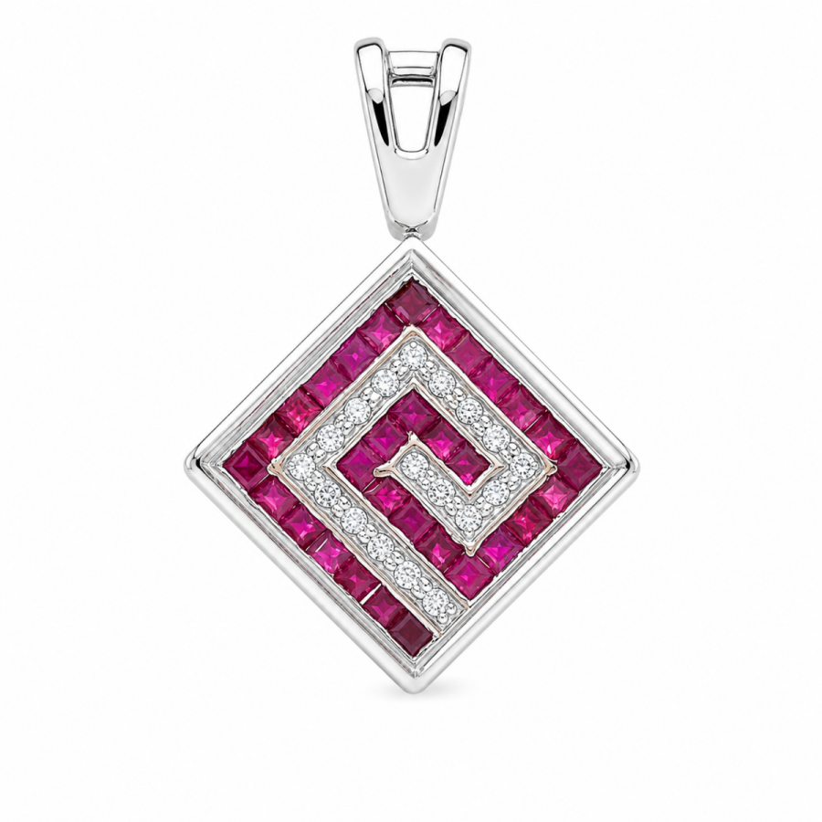  Meander Pendant with Rubies K14
