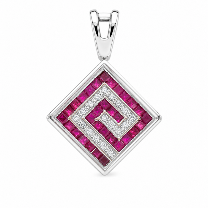  Meander Pendant with Rubies K14