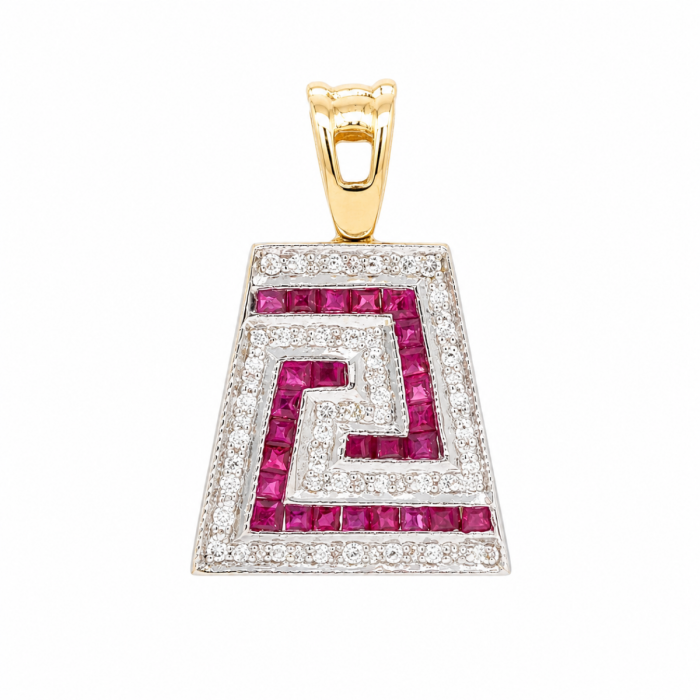 Meander Pendant with Rubies