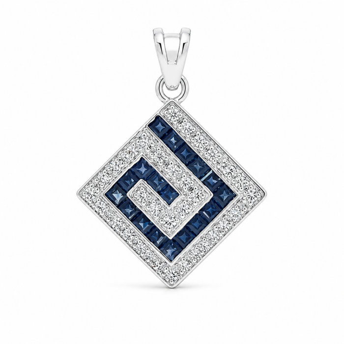  Meander Pendant with Sapphires K14