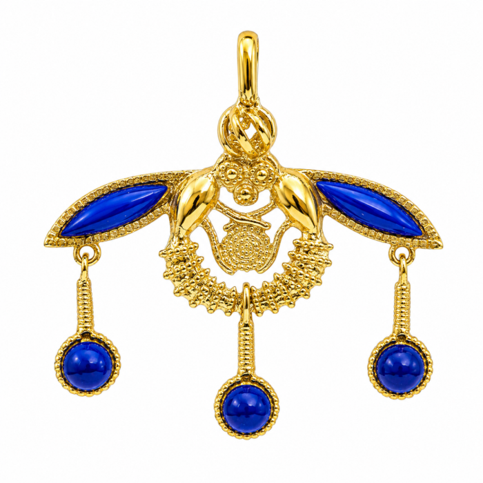 Large Minoan Bee Pendant with Lapis Lazuli Κ14