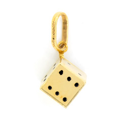 Gold Pendant Dice 3D Small