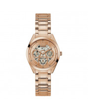 guess_roloi_clear_cut_chronografos_me_metalliko_mprasele_se_roz_chryso_chroma_gw0253l3