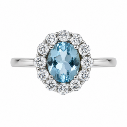 Λευκόχρυσο Δαχτυλίδι Blue Topaz Oval K14