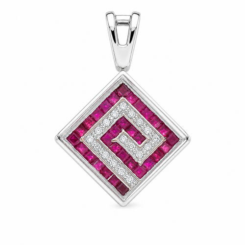  Meander Pendant with Rubies K14
