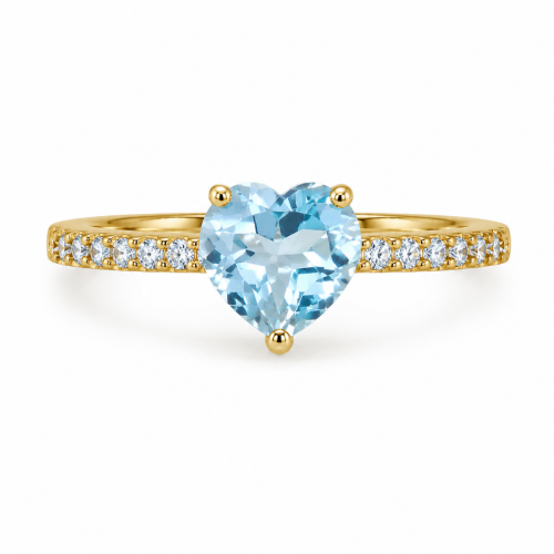Χρυσό Δαχτυλίδι Blue Topaz Heart K14