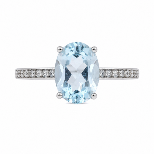 Λευκόχρυσο Δαχτυλίδι Blue Topaz Oval K14