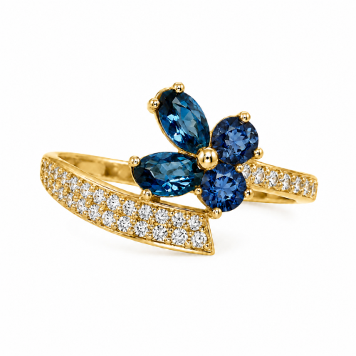 Χρυσό Δαχτυλίδι Blue Flower K14