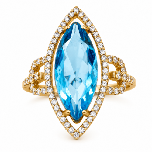 Χρυσό Δαχτυλίδι Blue Topaz Special K14