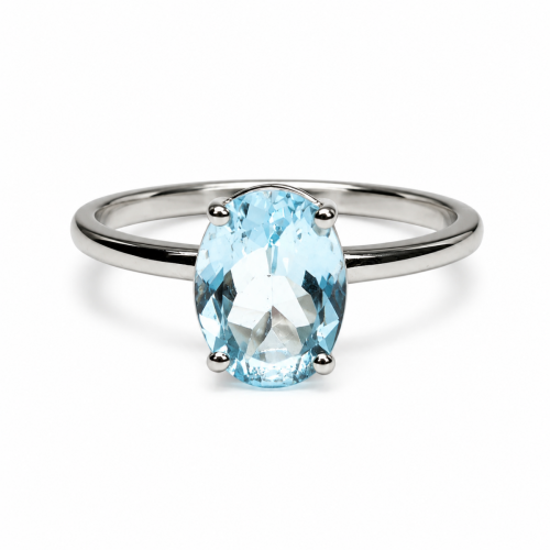 Λευκόχρυσο Δαχτυλίδι Blue Topaz Oval K14