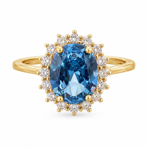 Χρυσό Δαχτυλίδι Blue Topaz Oval K14