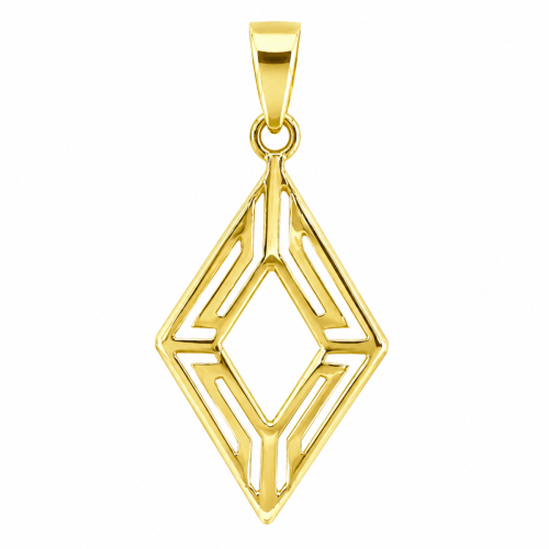 Diamond-Shape Meander Pendant K14