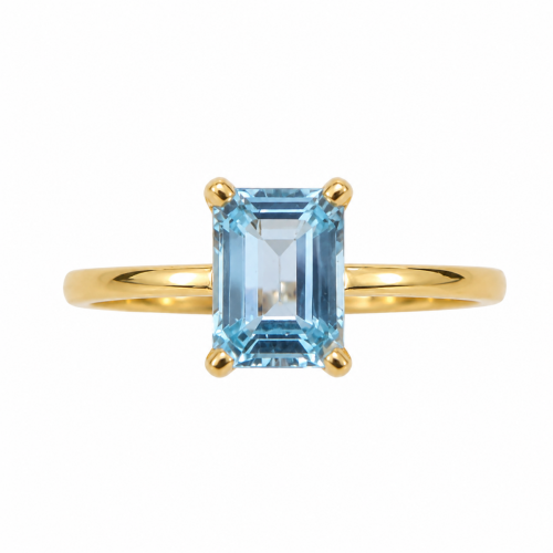 Χρυσό Δαχτυλίδι Blue Topaz Emerald K14