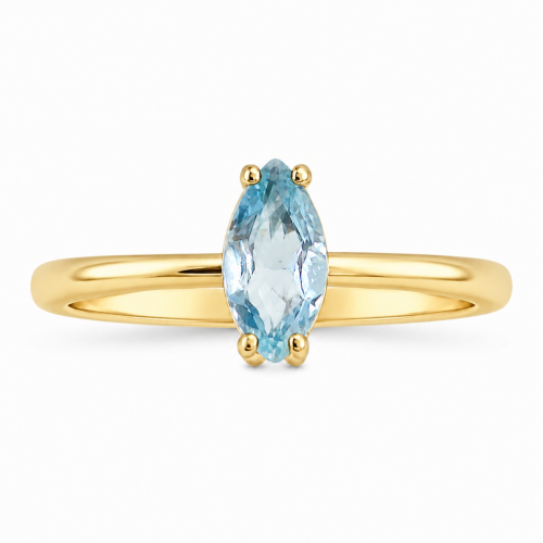Χρυσό Δαχτυλίδι Blue Topaz Navette K14