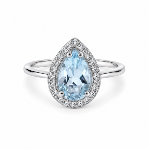 Λευκόχρυσο Δαχτυλίδι Blue Topaz Poir K14