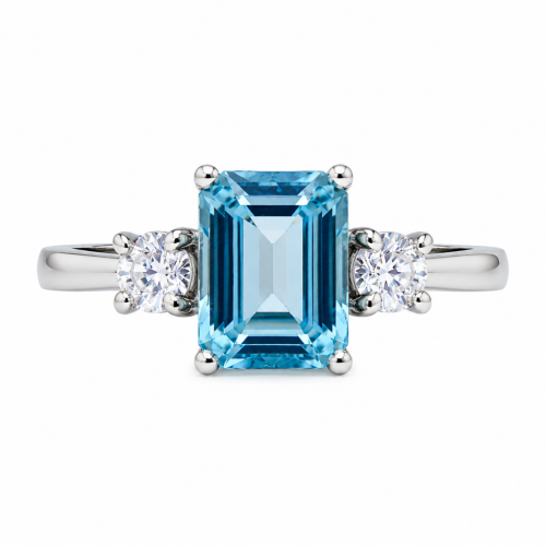 Λευκόχρυσο Δαχτυλίδι Blue Topaz Emerald K14