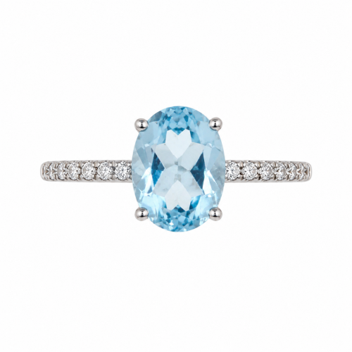 Λευκόχρυσο Δαχτυλίδι Blue Topaz Oval K14