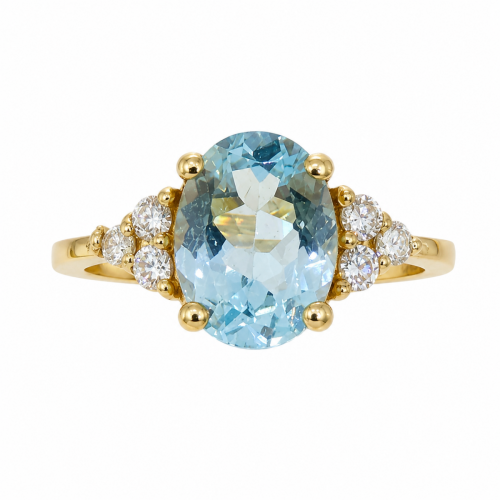 Χρυσό Δαχτυλίδι Blue Topaz Oval K14