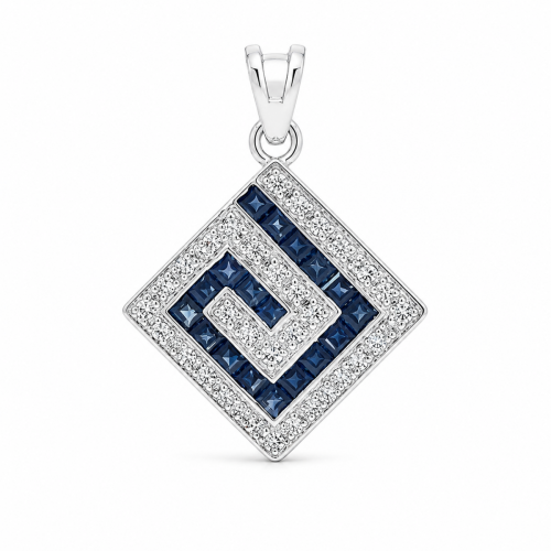 Meander Pendant with Sapphires K14