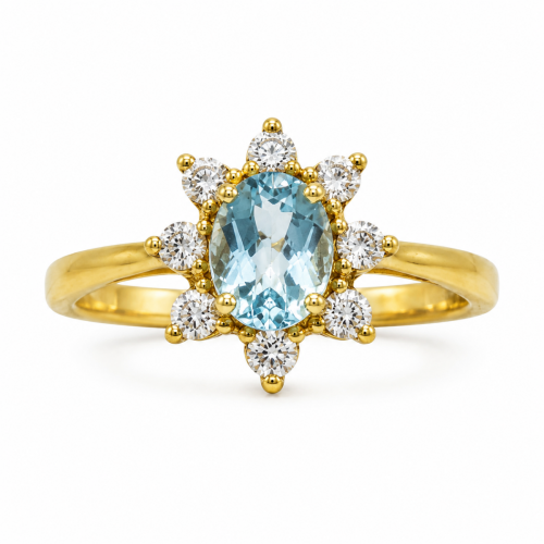 Χρυσό Δαχτυλίδι Blue Topaz Oval K14